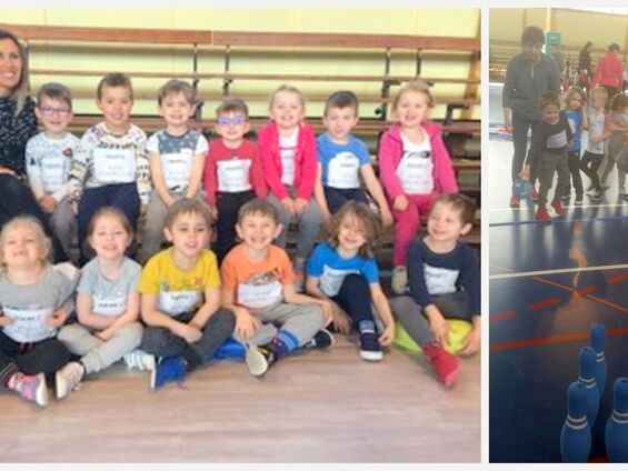 Jeudi 4 avril 2019, Les élèves de maternelle d'Haynecourt au Gymnase Carpentier de Cambrai ... Vive le sport avec l'USEP !