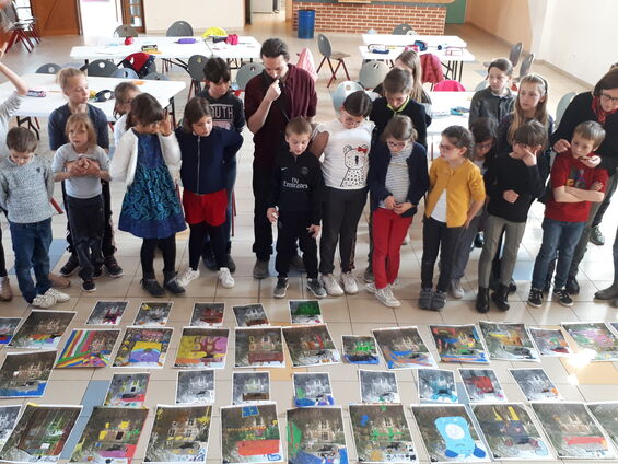 Lundi 1er avril 2019, Dans le cadre du CLEA, nos élèves du R.P.I rencontrent Stéphane Billot à Sancourt