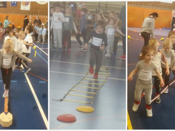 Jeudi 4 avril 2019, Les élèves de maternelle d'Haynecourt au Gymnase Carpentier de Cambrai ... Vive le sport avec l'USEP !
