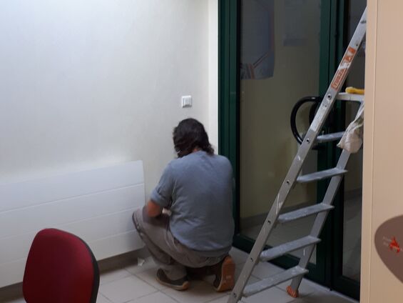 Travaux dans le secrétariat de mairie d'Haynecourt en octobre 2019