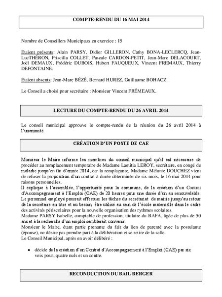 compte rendu mai 2014