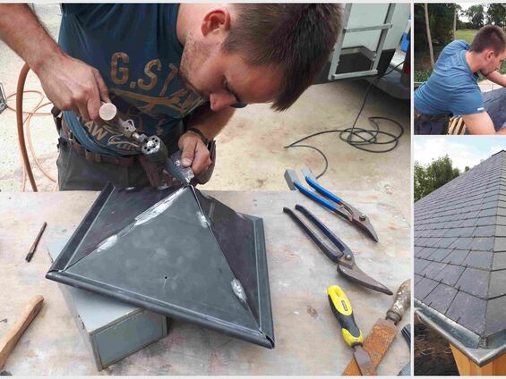 Installation de la couverture en ardoises en fin juillet 2017