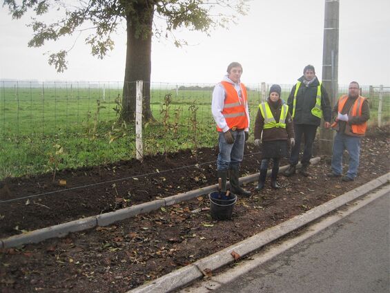 Travaux sur le trottoir de rue des Chanoines en novembre 2014