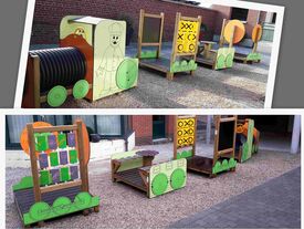 Espace jeux dans la cour de l'école derrière la mairie d'Haynecourt