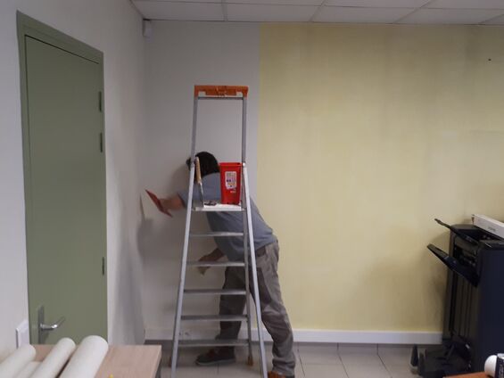 Travaux dans le secrétariat de mairie d'Haynecourt en octobre 2019