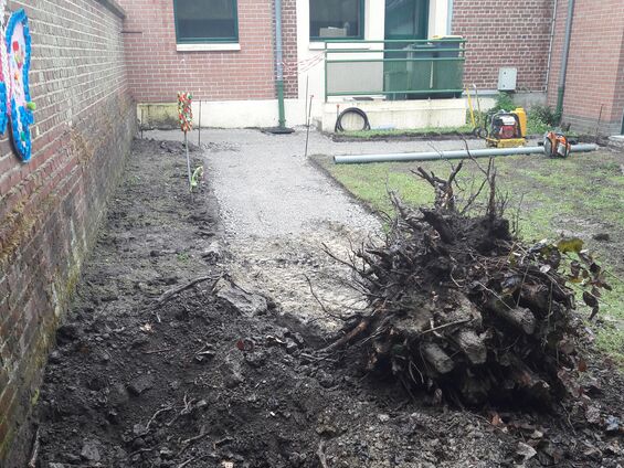 Travaux dans la cour de l'école, Juillet 2016