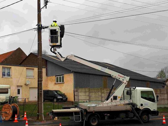 Travaux de raccordement de la fibre optique à Haynecourt en 2018