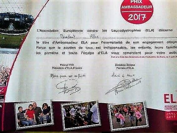 Mercredi 7 juin 2017, Alex Brabant reçoit le Prix Ambassadeur ELA à la Cité des Sciences et de l’industrie à Paris