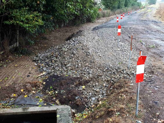 Travaux de busage du fossé de la plaque tournante en septembre 2018 à Haynecourt