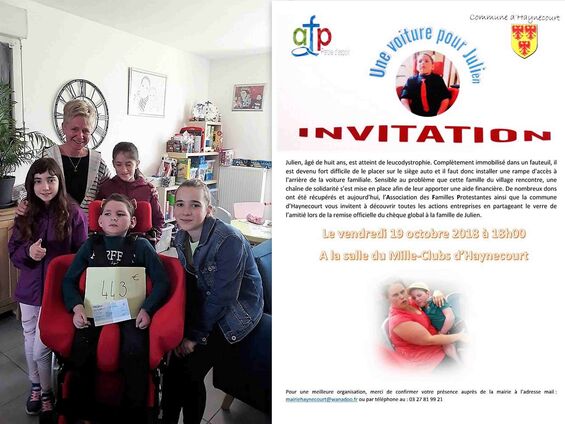 Remise du chèque des enfants du caté de la paroisse Saint-Joseph en cambrésis pendant le temps du carême
