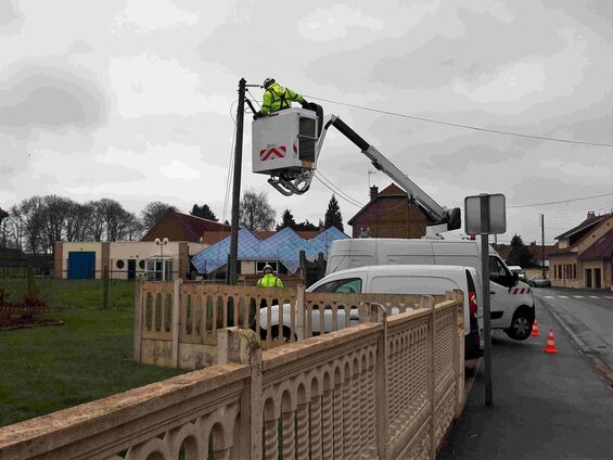 Travaux de raccordement de la fibre optique à Haynecourt en 2018