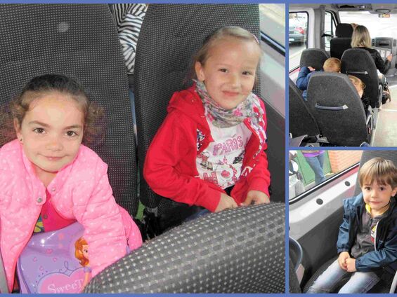 Vendredi 9 juin 2017, départ des élèves de maternelle pour le parc Mosaïc d'Houplin-Anscoine