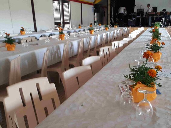 Dimanche 8 juillet 2018, Ducasse à Haynecourt ... Merci à Claude pour ces jolies tables fleuries